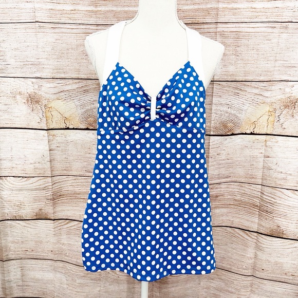Pinup Couture Other - Pinup Couture Blue and White Polka Dot Swimsuit Size M